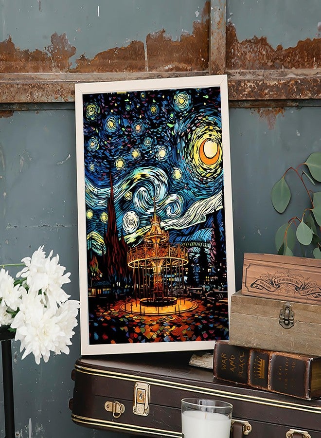 AP ARTSPER 2 Pack Night Glow Scratch Art Rainbow Painting Paper, Magic Glow-in-the-Dark Scraping, Van Gogh Style Creative Craft Set, Fun DIY Toy Sketch Card Scratchboard for Kids, Adults (Amusement Park/Castle) - Image 5